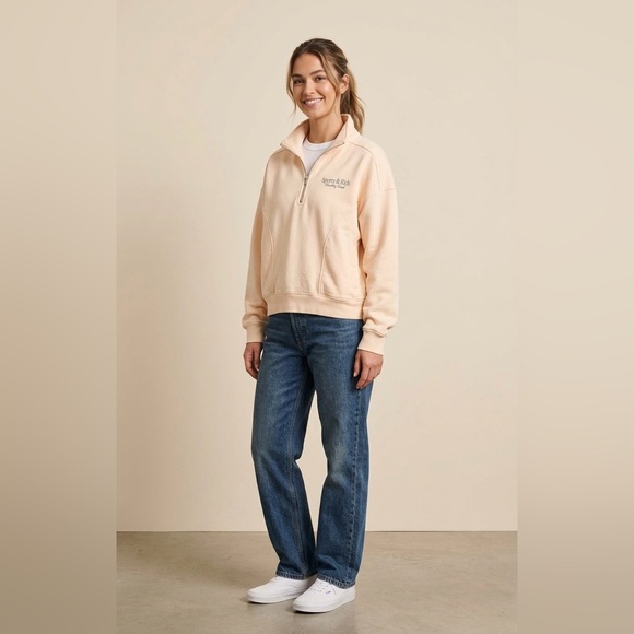 Sporty & Rich Sweaters - SPORTY & RICH Cream Country Club Quarter Zip
Sweatshirt Size Large